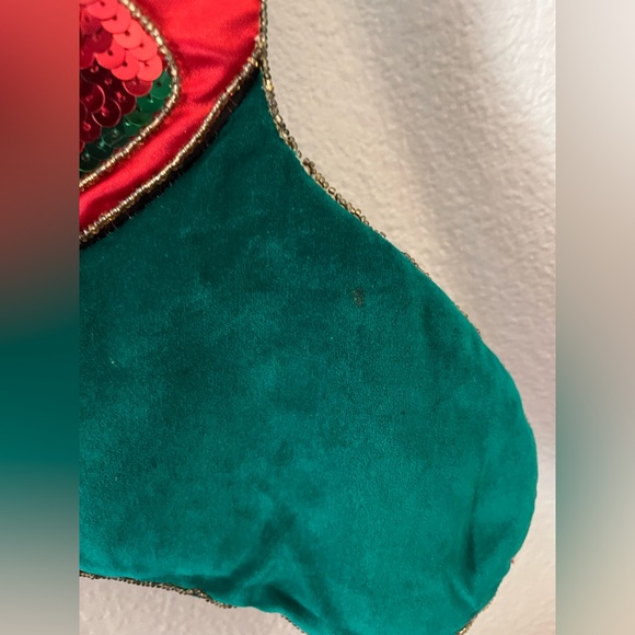 Coca-Cola vintage Christmas stocking. Red and green sequins and beaded trim - Picture 6 of 8
